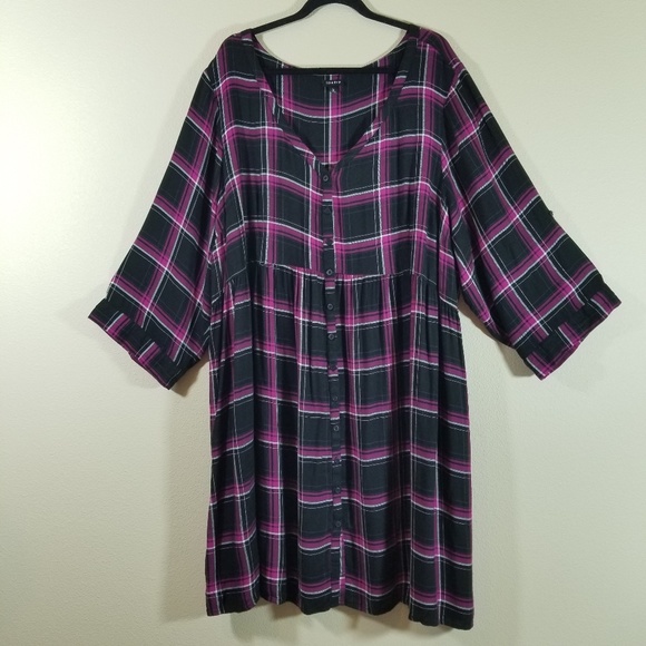 torrid Dresses & Skirts - Torrid drop waist plaid button front dress